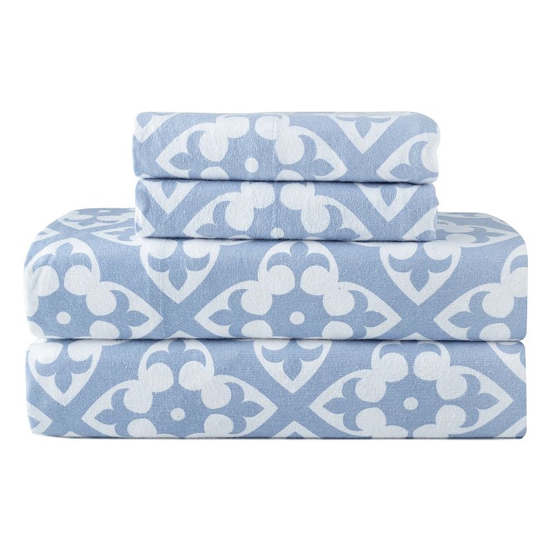 Pointehaven 180 GSM Brushed Cotton Fashion Printed Flannel Sheet Set or Pillowcases, Maroc