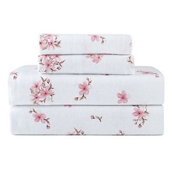 Pointehaven 180 GSM Brushed Cotton Fashion Printed Flannel Sheet Set with Pillowcases