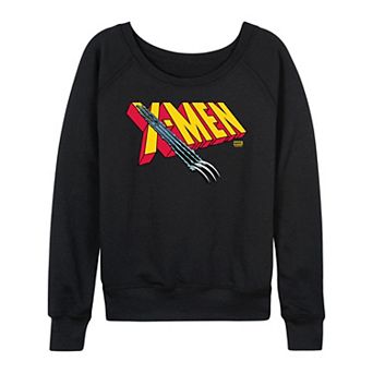 Women's Marvel X-Men Logo Claw Rip French Terry Long Sleeve Tee