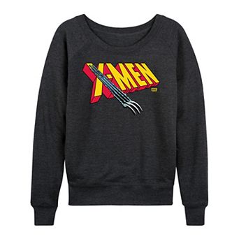 Women's Marvel X-Men Logo Claw Rip French Terry Long Sleeve Tee