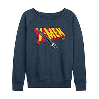 Women's Marvel X-Men Logo Claw Rip French Terry Long Sleeve Tee
