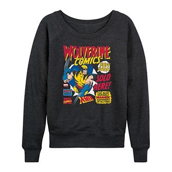 Women's Marvel Wolverine Comics Ad Distressed French Terry Long Sleeve Tee