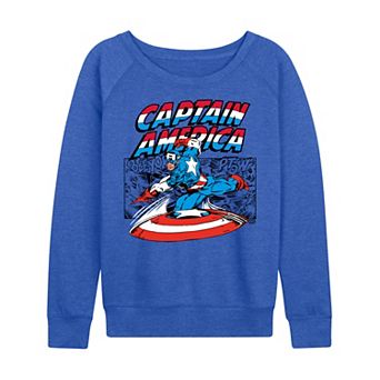 Women's Marvel Captain America Comic Panel French Terry Long Sleeve Tee