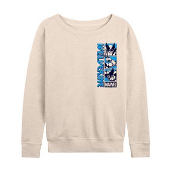 Women's Marvel Wolverine Stacked Grid French Terry Long Sleeve Tee