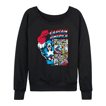 Women's Marvel Captain America Comic Panels French Terry Long Sleeve Tee