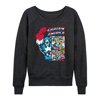 Women's Marvel Captain America Comic Panels French Terry Long Sleeve Tee