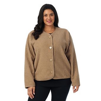 Plus Size Draper James Button-Front Teddy Bed Jacket
