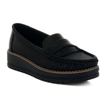 London Rag Croyda Women's Nubuck Fringed Loafers