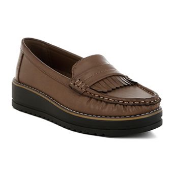 London Rag Croyda Women's Nubuck Fringed Loafers