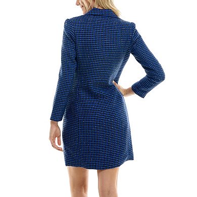 Women's Nicole Miller Lurex Boucle Double Breasted Shirtdress