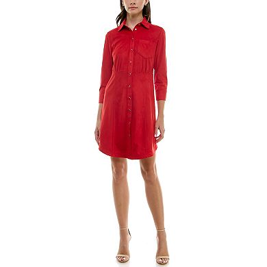Women's Nicole Miller Suede Shirtdress