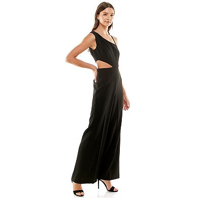 Women's Nicole Miller One Shoulder Crepe Jumpsuit