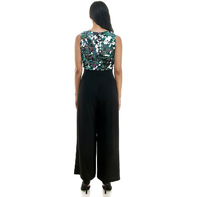 Women's Nicole Miller Paillette Trimmed Jumpsuit