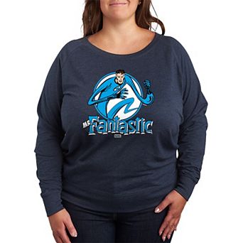 Plus Size Marvel The Fantastic Four Mr. Fantastic Circle French Terry Long Sleeve Tee