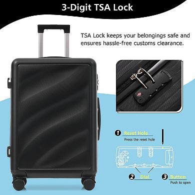 Merax Luggage Set 3 Piece, Lightweight Durable ABS Suitcases with Spinner Wheels and TSA Lock