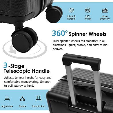 Merax Luggage Set 3 Piece, Lightweight Durable ABS Suitcases with Spinner Wheels and TSA Lock