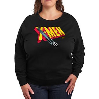 Plus Size Marvel X-Men Logo Claw Rip French Terry Long Sleeve Tee