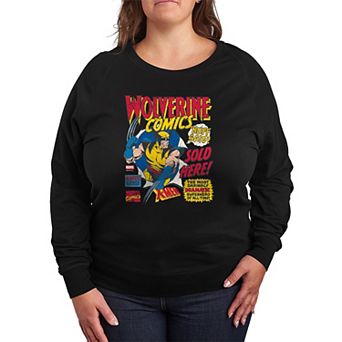 Plus Size Marvel Wolverine Comics Ad Distressed French Terry Long Sleeve Tee