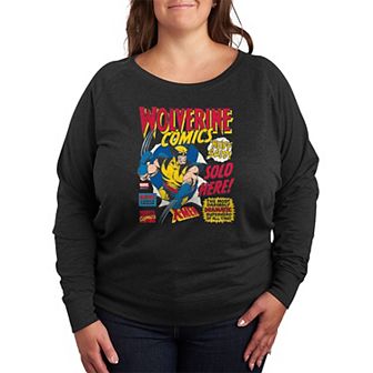Plus Size Marvel Wolverine Comics Ad Distressed French Terry Long Sleeve Tee