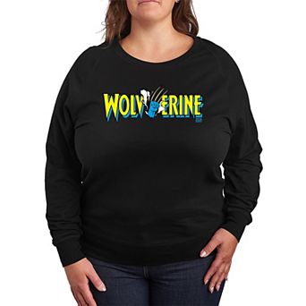 Plus Size Marvel Wolverine Claw Logo French Terry Long Sleeve Tee