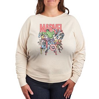 Plus Size Marvel Comic Vintage French Terry Long Sleeve Tee