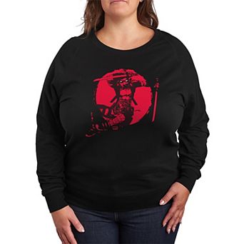 Plus Size Marvel Deadpool Silhouette French Terry Long Sleeve Tee