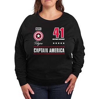 Plus Size Marvel Captain America Jersey French Terry Long Sleeve Tee