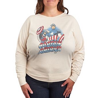 Plus Size Marvel Captain America French Terry Long Sleeve Tee