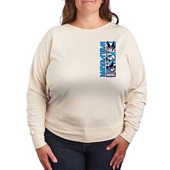 Plus Size Marvel Wolverine Stacked Grid French Terry Long Sleeve Tee