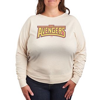 Plus Size Marvel The Avengers Retro Logo French Terry Long Sleeve Tee