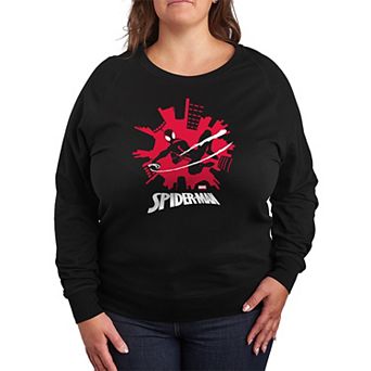 Plus Size Marvel Spider-Man Miles Morales Skyline French Terry Long Sleeve Tee