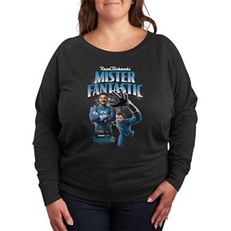 Plus Size Marvel The Fantastic Four: First Steps Mr. Fantastic Bootleg French Terry Long Sleeve Tee