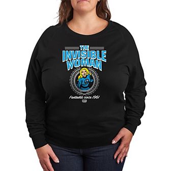 Plus Size Marvel The Fantastic Four: First Steps Invisible Woman Collegiate French Terry Long Sleeve Tee