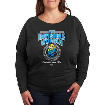 Plus Size Marvel The Fantastic Four: First Steps Invisible Woman Collegiate French Terry Long Sleeve Tee