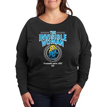 Plus Size Marvel The Fantastic Four: First Steps Invisible Woman Collegiate French Terry Long Sleeve Tee