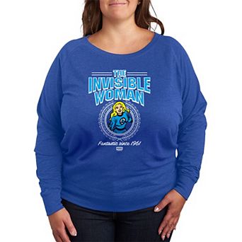 Plus Size Marvel The Fantastic Four: First Steps Invisible Woman Collegiate French Terry Long Sleeve Tee