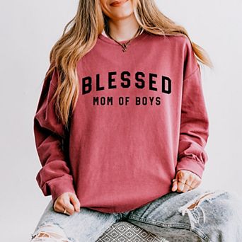 Simply Sage Market Blessed Mom of Boys Lightweight Garment Dyed Sweatshirt