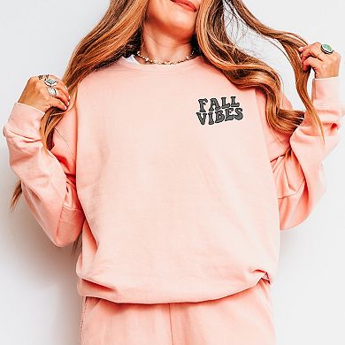 Simply Sage Market Embroidered Fall Vibes Retro Lightweight Garment Dyed Sweatshirt