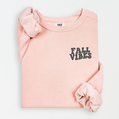 Simply Sage Market Embroidered Fall Vibes Retro Lightweight Garment Dyed Sweatshirt