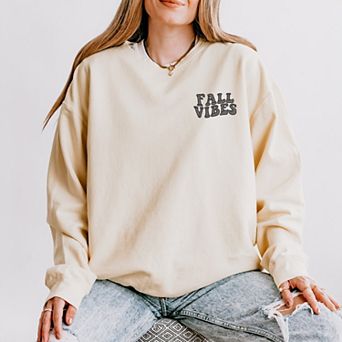 Simply Sage Market Embroidered Fall Vibes Retro Lightweight Garment Dyed Sweatshirt