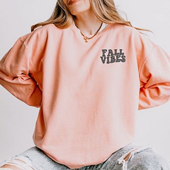 Simply Sage Market Embroidered Fall Vibes Retro Lightweight Garment Dyed Sweatshirt