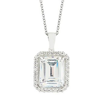 SIRI USA by TJM Sterling Silver Cubic Zirconia Pendant Necklace with 16-inch Chain