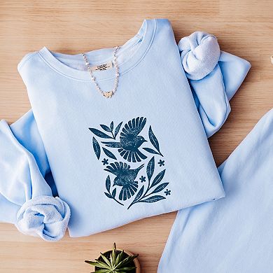 Simply Sage Market Birds and Leaves Lightweight Garment Dyed Sweatshirt