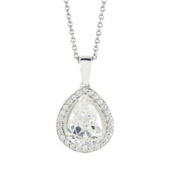SIRI USA by TJM Sterling Silver Cubic Zirconia Pendant Necklace with 16-inch Chain