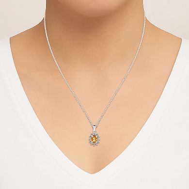 SIRI USA by TJM Sterling Silver Citrine Pendant Necklace with 18-Inch Chain