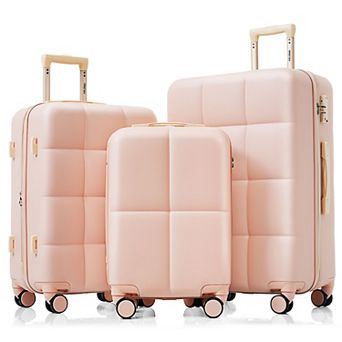 Merax Luggage Set of 3, Airline Certified Carry on Luggage with Cup Holder, ABS Hard Shell Luggage