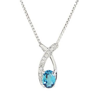 SIRI USA by TJM Sterling Silver London Blue Topaz Pendant Necklace with 18-Inch Chain
