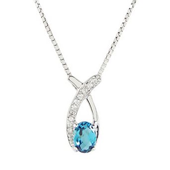 SIRI USA by TJM Sterling Silver London Blue Topaz Pendant Necklace with 18-Inch Chain