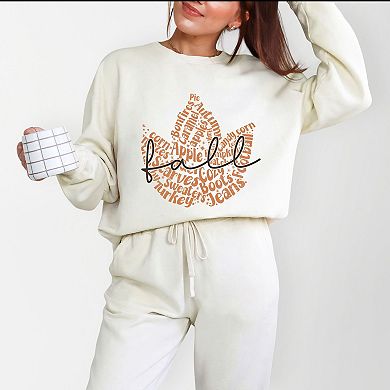 Cursive Fall Leaf - Women's Lightweight Garment Dyed Sweatshirt