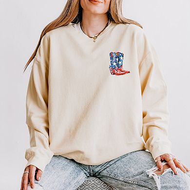 Simply Sage Market American Cowgirl Social Club Front And Back Lightweight Garment Dyed Sweatshirt
